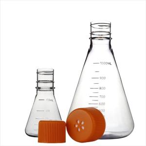 1000ml Baffled Erlenmeyer Flask Vent Cap PC Sterile Individual Packing